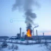 В Киришском районе Ленобласти после падения БПЛА возник пожар на нефтеперерабатывающем заводе