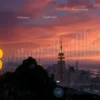 A dynamic, photorealistic scene showing a glowing Bitcoin symbol (₿) rising sharply against a futuristic city skyline at sunset, with digital currency graphs and upward arrows integrated into the sky, conveying a sense of financial breakthrough and optimism